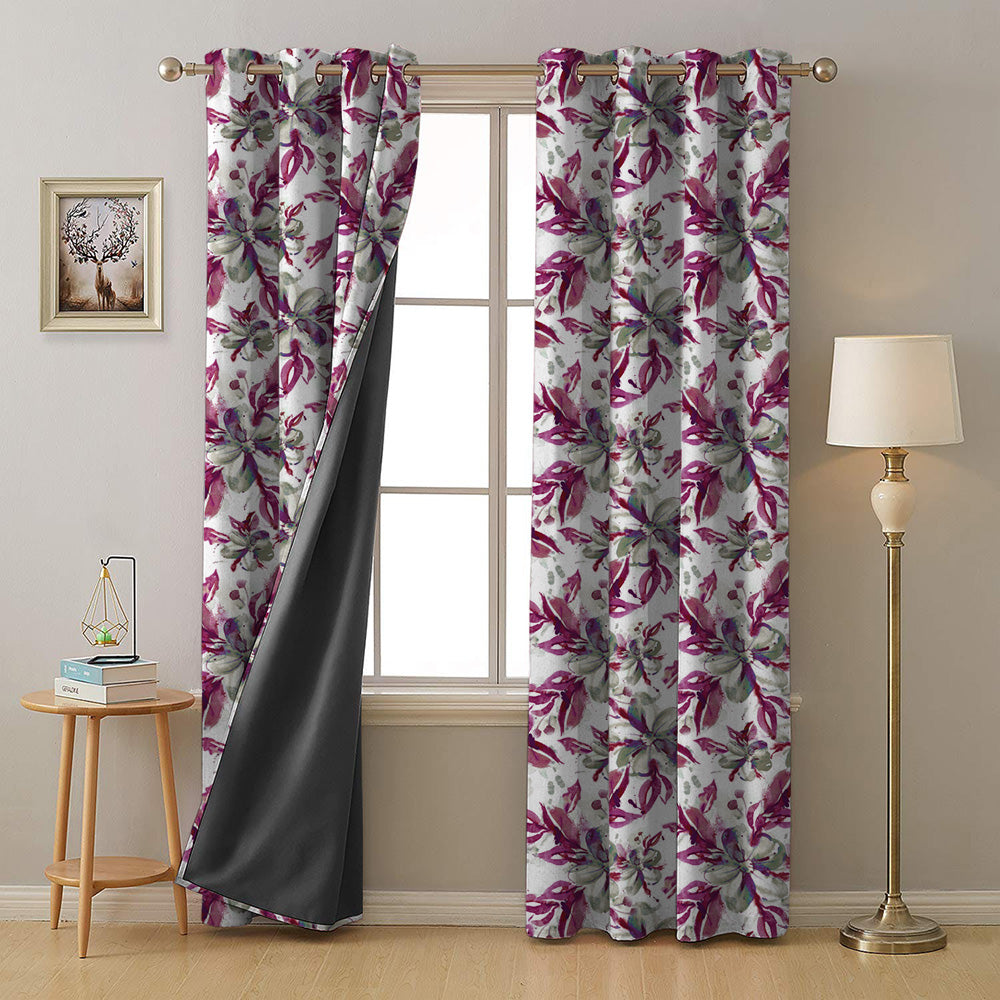Pack of 2 Floral Blackout Curtains