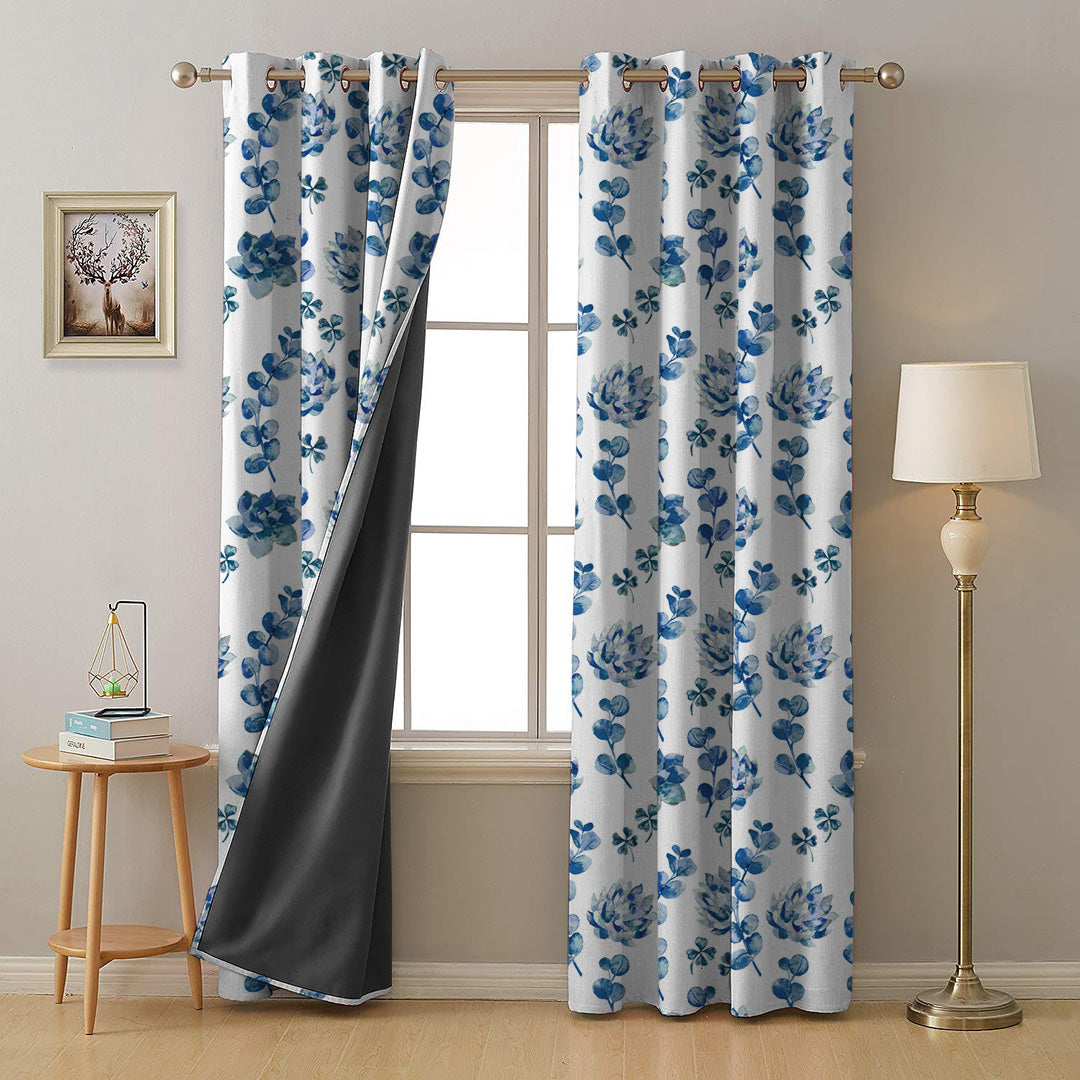 Blue deals floral curtains