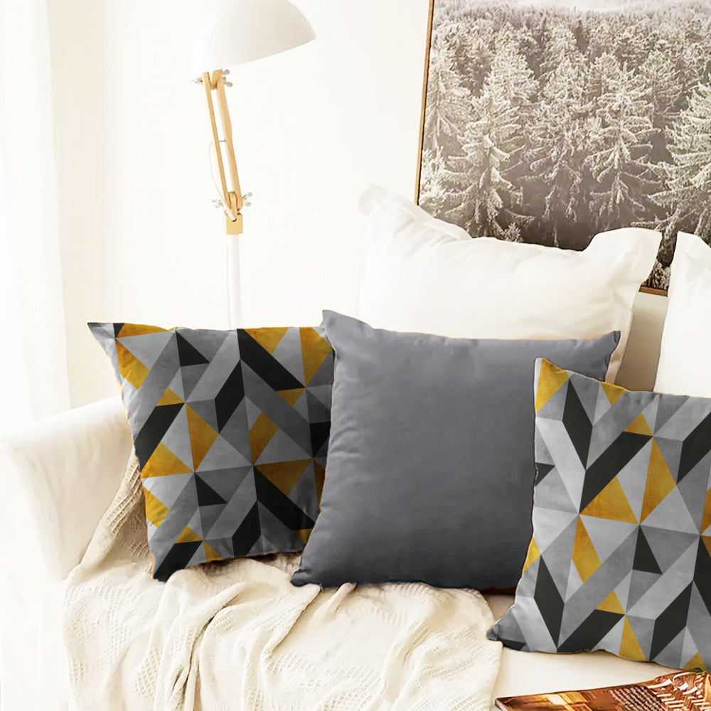 Buy Chevron Harmony Mustard Yellow Velvet Cushion Covers Online Drape Story Spaces Drapestory