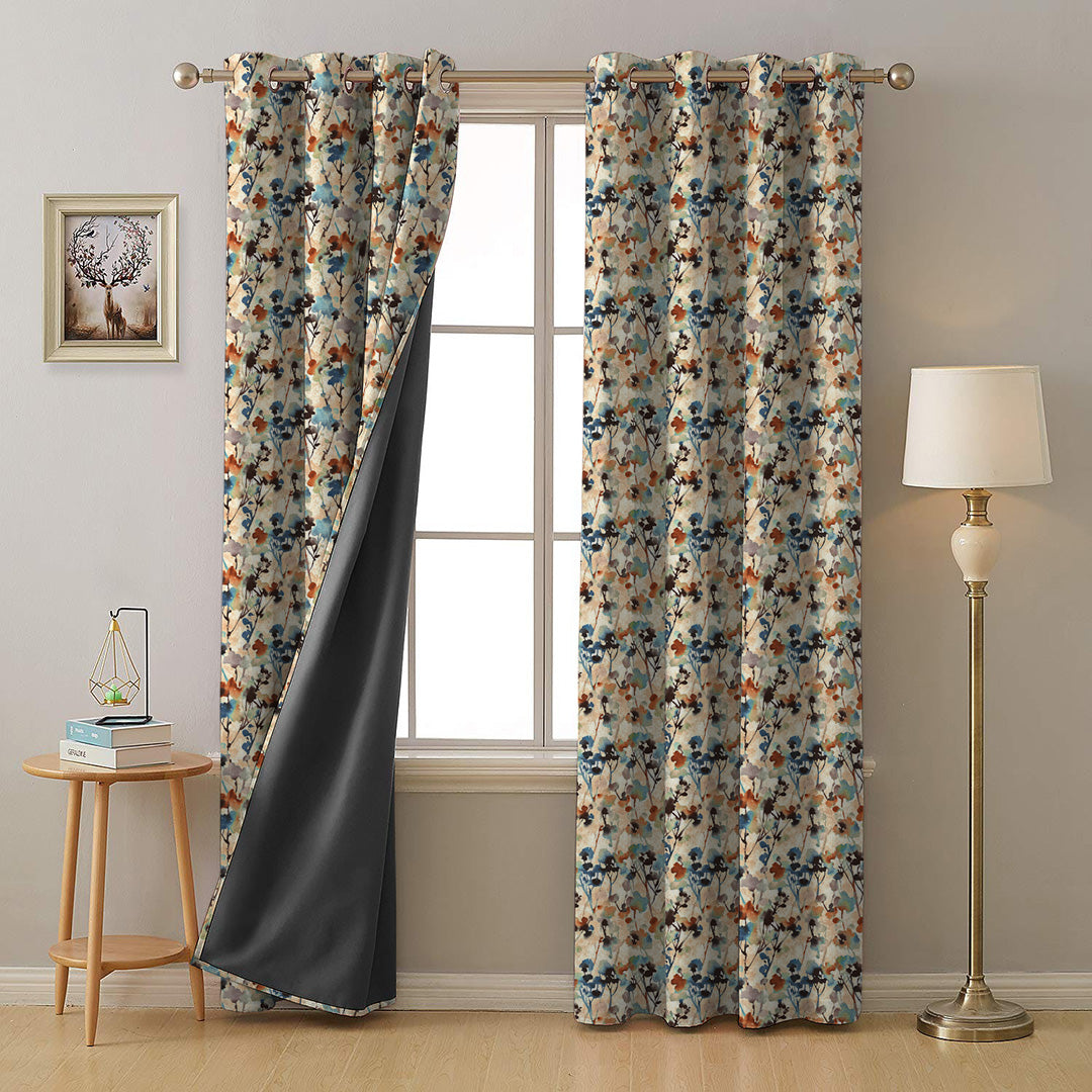 Buy Eternal Leaves Blue Blackout Curtains Online