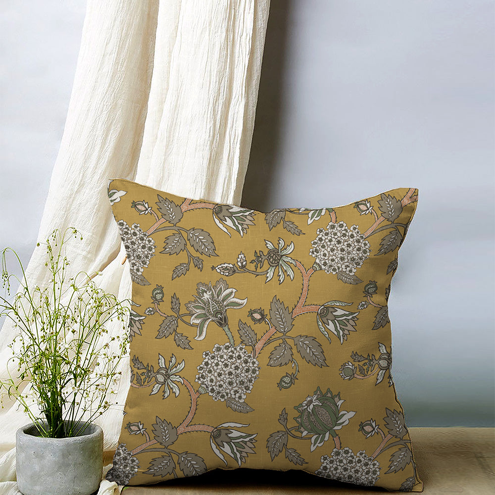 Buy Garden Charm Yellow Cushion Covers Online Drape Story