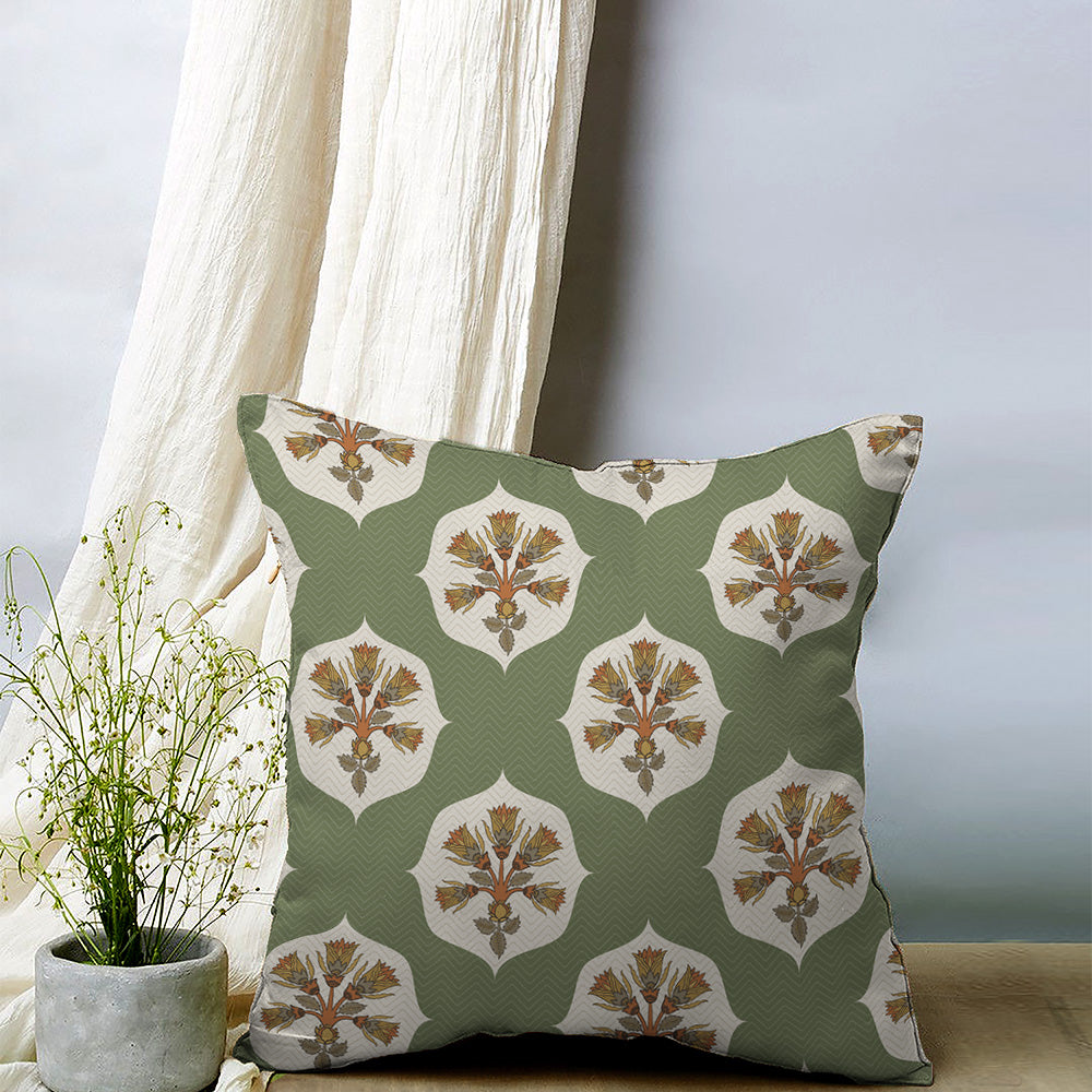 Buy Ethnic Charm Green Cushion Covers Online Drape Story Spaces Drapestory