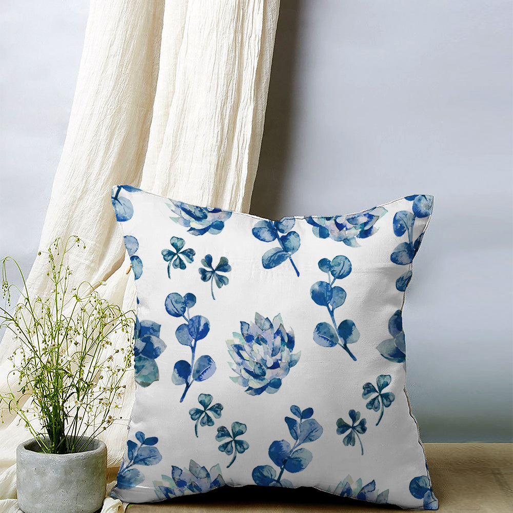 Buy Dazzling Dahlias Blue Heavy Matte Cushion Covers Online Drape Story Spaces Drapestory