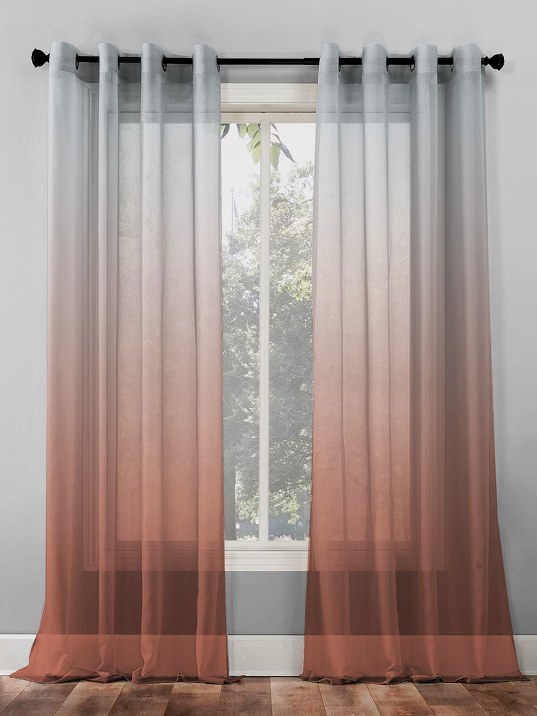 Buy UTSV 5 Rust Semi Transparent Curtains Online