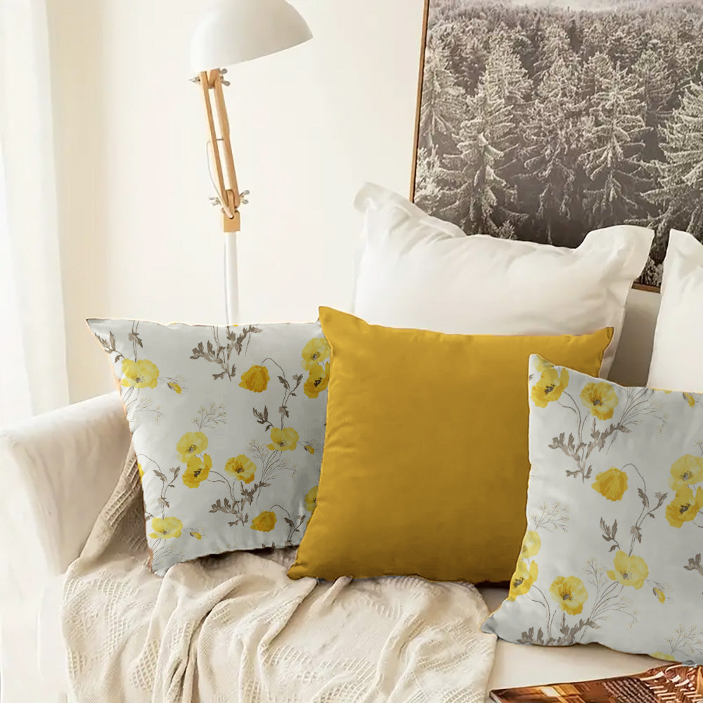 Mustard and grey outlet cushion