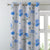 Poppy Meadow Floral Blue Heavy Satin Room Darkening Curtains Set Of 2 - (DS133E)