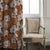 Floral Flair Floral Orange Heavy Satin Room Darkening Curtains Set Of 2 - (DS194C)