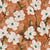 Floral Flair Floral Orange Heavy Satin Blackout curtains Set Of 2 - (DS194C)