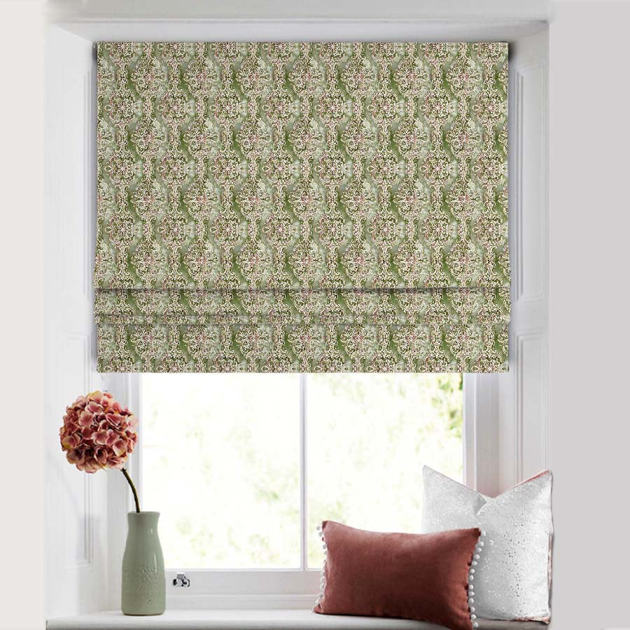 Buy Indie Satin Sage Green Roman Blind Online | Drape Story – Spaces ...