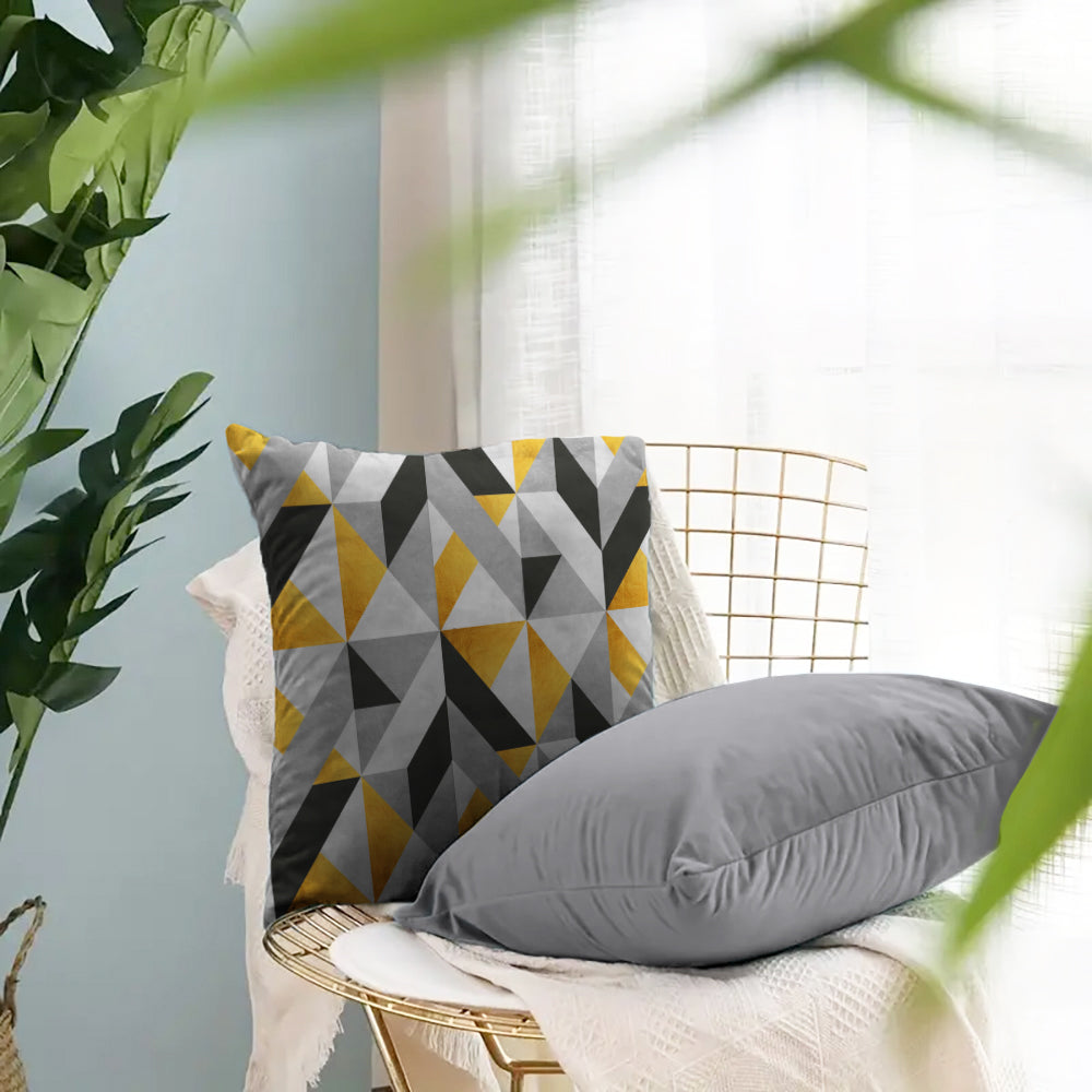 Mustard yellow and top grey cushions