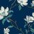 Blooming Vines Floral Midnight Blue Heavy Satin Blackout Curtains Set Of 1pc - (DS428A)