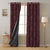 Leafy Silhouette Floral Maroon Heavy Satin Blackout curtains Set Of 2 - (DS470C)