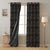 Leaf Tracery Floral Charcoal Grey Heavy Satin Blackout Curtains Set Of 2 - (DS471B)