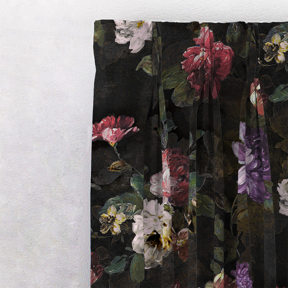 Dark Floral II on Silk Satin