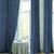 Nouveau Petal Floral Oxford Blue Heavy Satin Room Darkening Curtains Set Of 2 - (DS496C)
