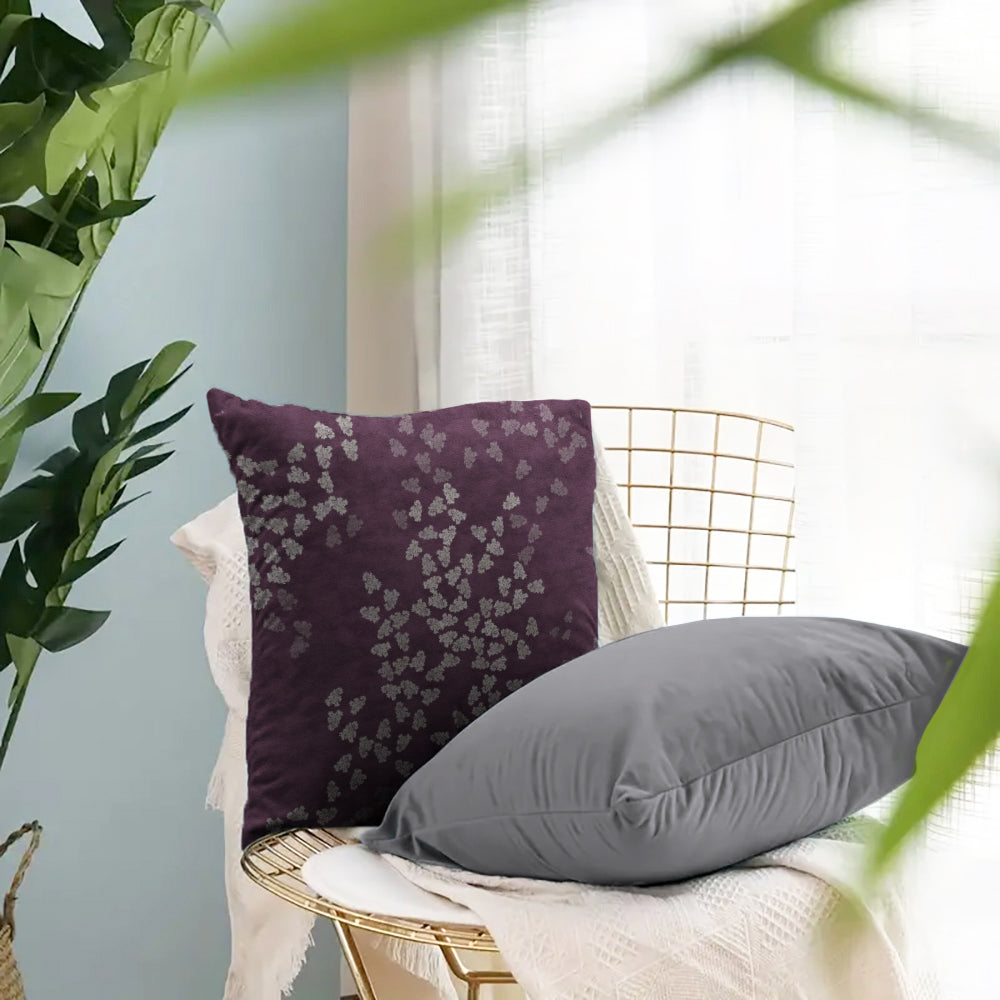 Grey and store purple cushion covers