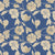 Botanic Bouquet Floral Oxford Blue Heavy Satin Blackout curtains Set Of 2 - (DS509A)