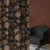 Garden Charm Floral Metal Black Shimmer Sheer Semi Transparent Curtains Set Of 2- (DS542F)