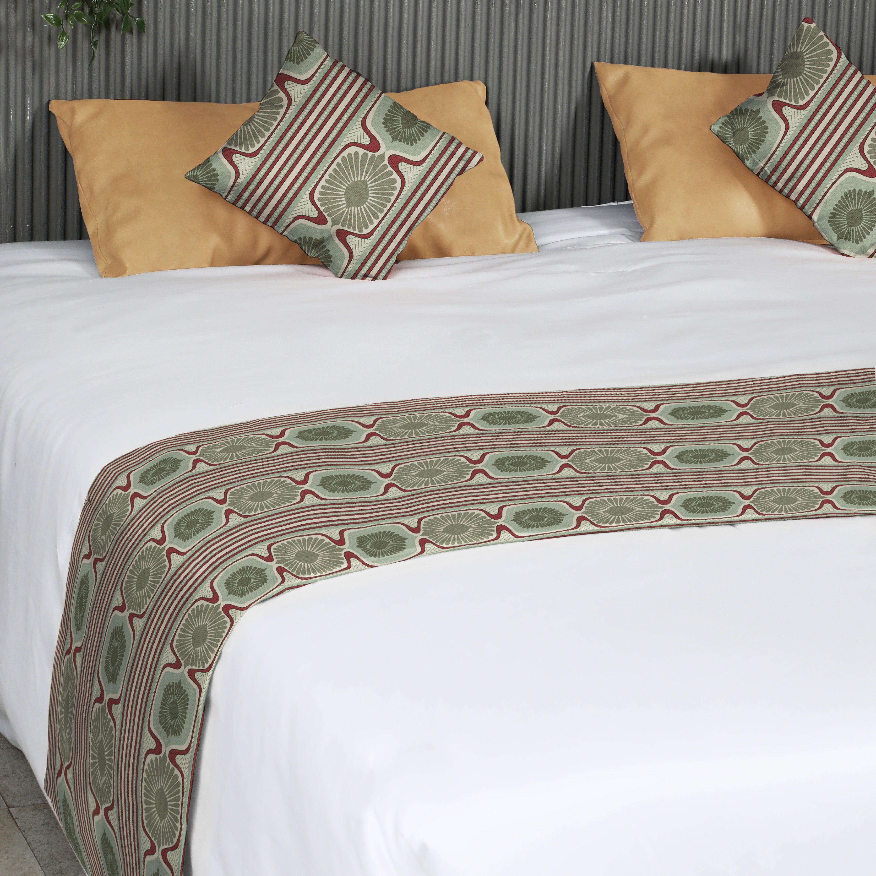 Buy Structured Symmetry Green Velvet Bed Runner Online Drape Story. Spaces Drapestory