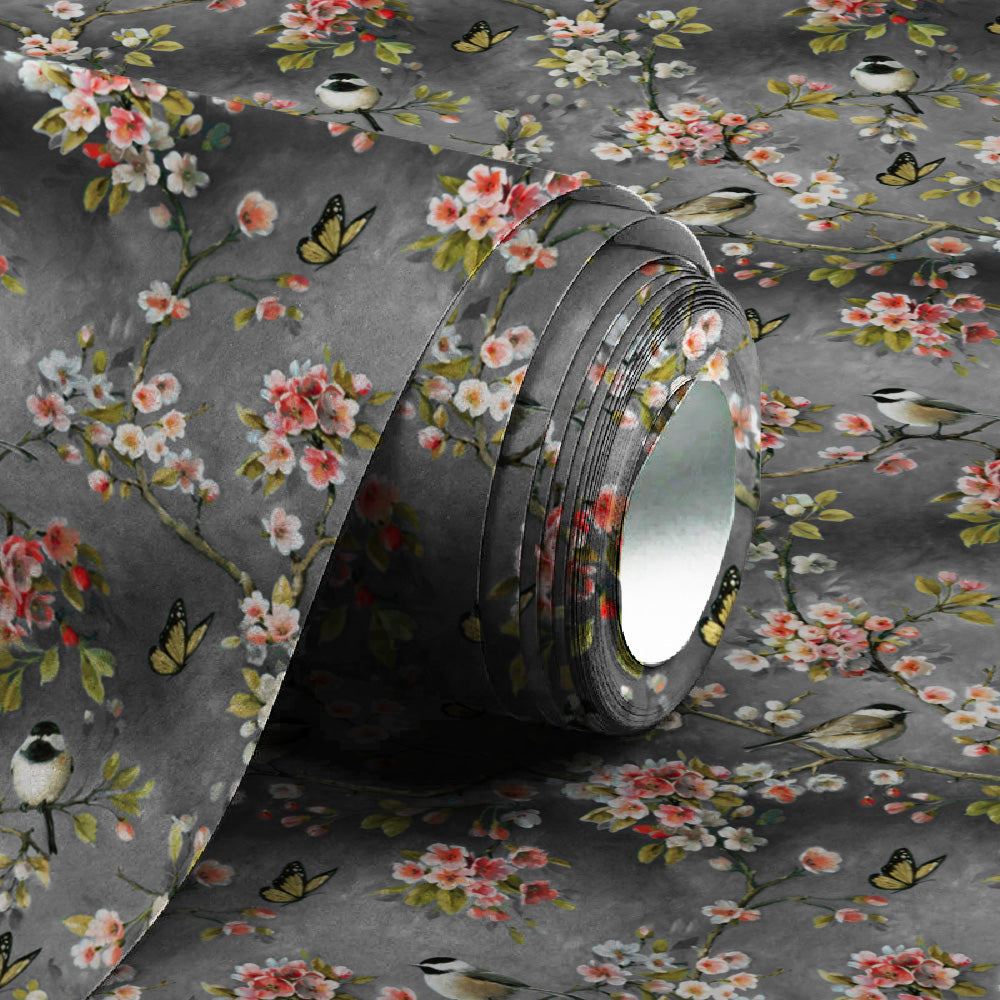  Grey Floral Wallpaper