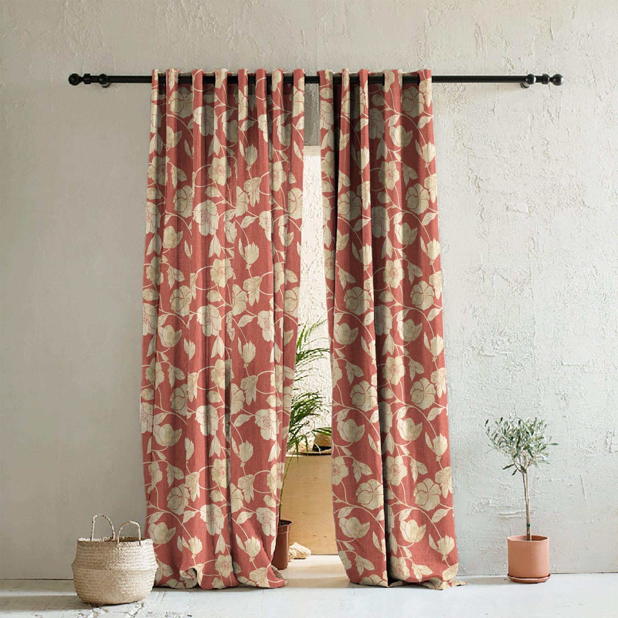 Buy Botanic Bouquet Pink Room Darkening Curtains Online | Drape Story ...