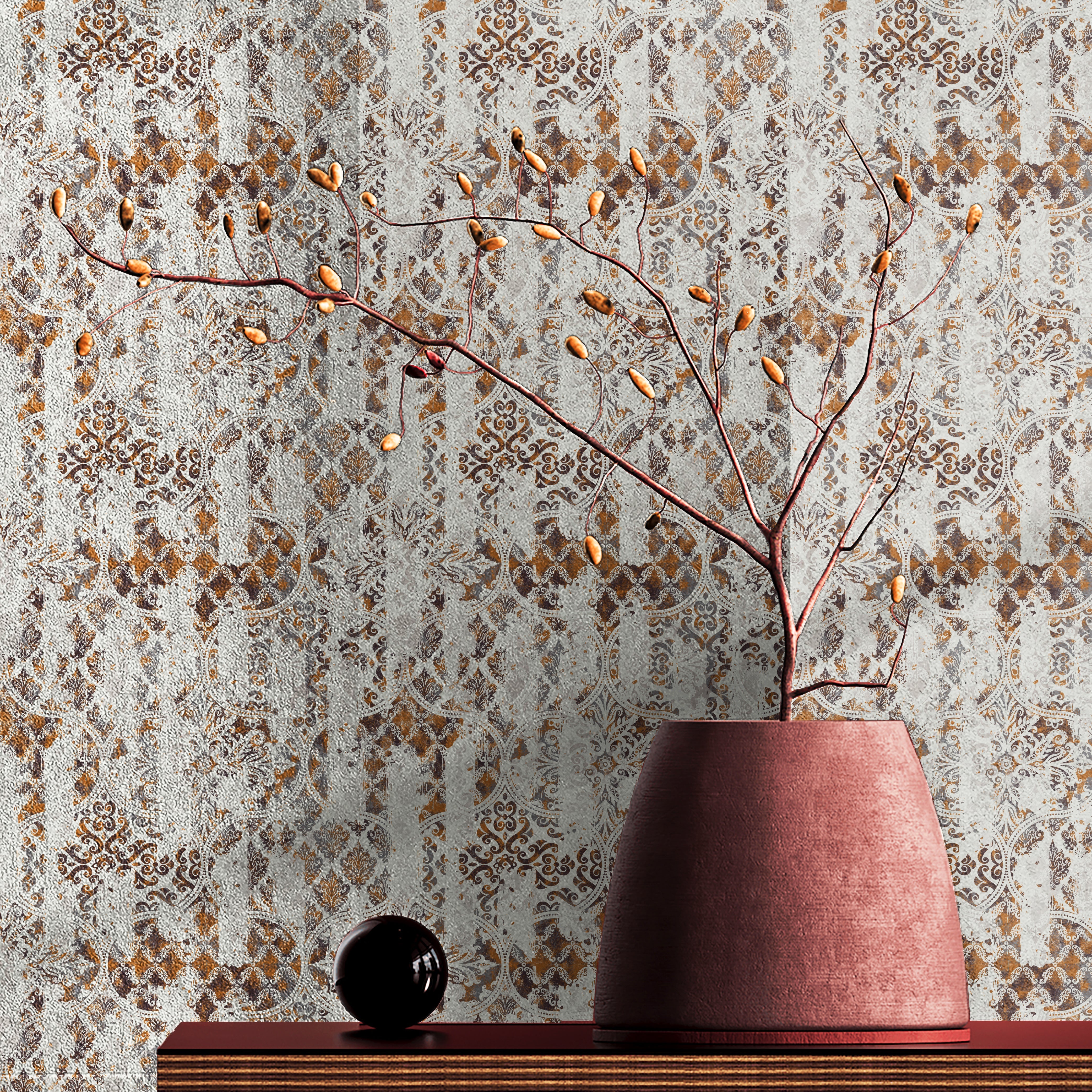 WallMall Elegant Floral  Botanical Classical Designer Leaf Design 3D  Wallpapers for Walls Living Room Wall Covering 174feet x 33feet 57  sqftWhite Black Brown  Amazonin Home Improvement