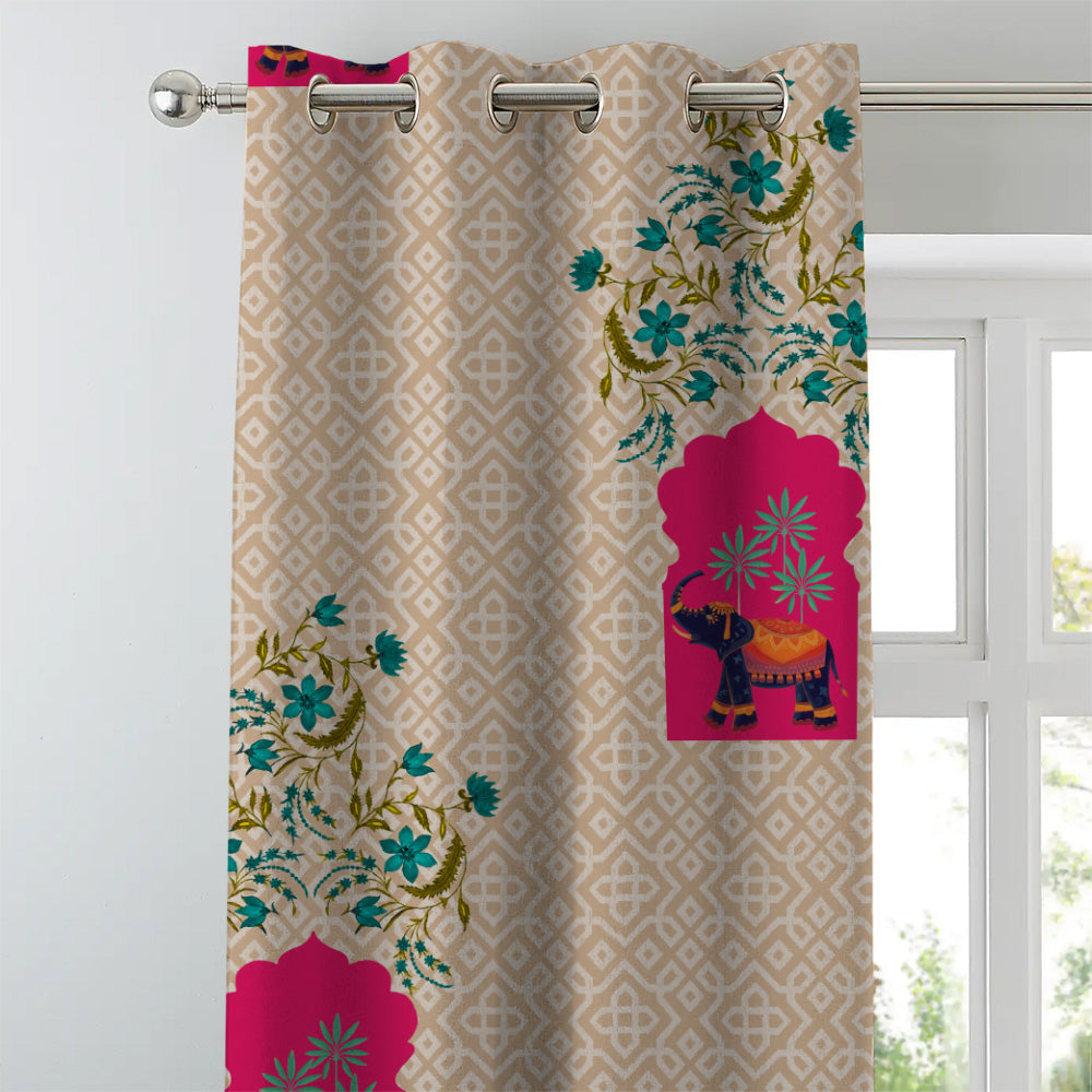 Custom Pink and Green Shower Curtain with Geometric Print
